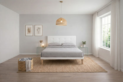 Letto Trama Bianco testata Button (160 matrimoniale)