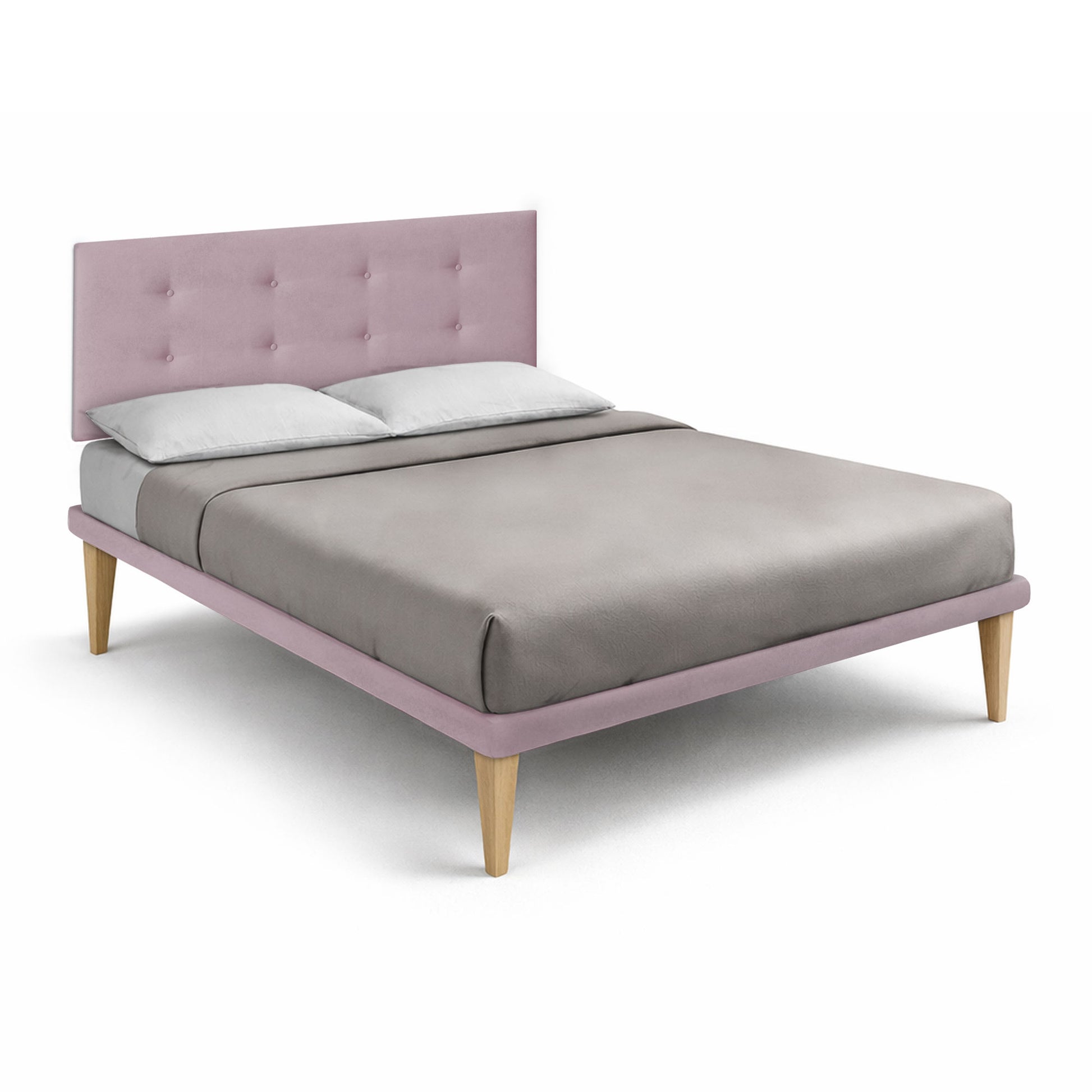Letto Trama Glicine testata Button - vista frontale