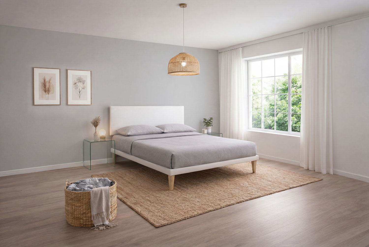 Letto Trama Bianco testata Flat - dettaglio
