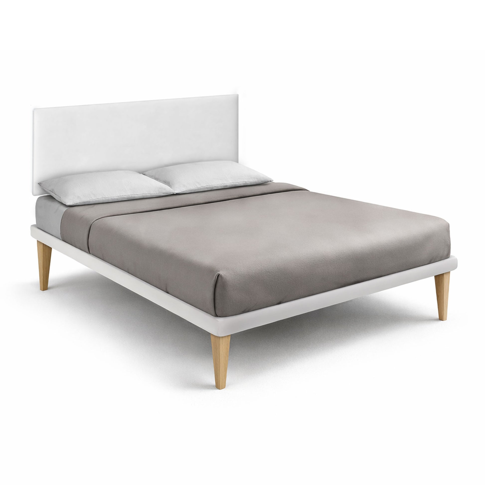 Letto Trama Bianco testata Flat - vista frontale