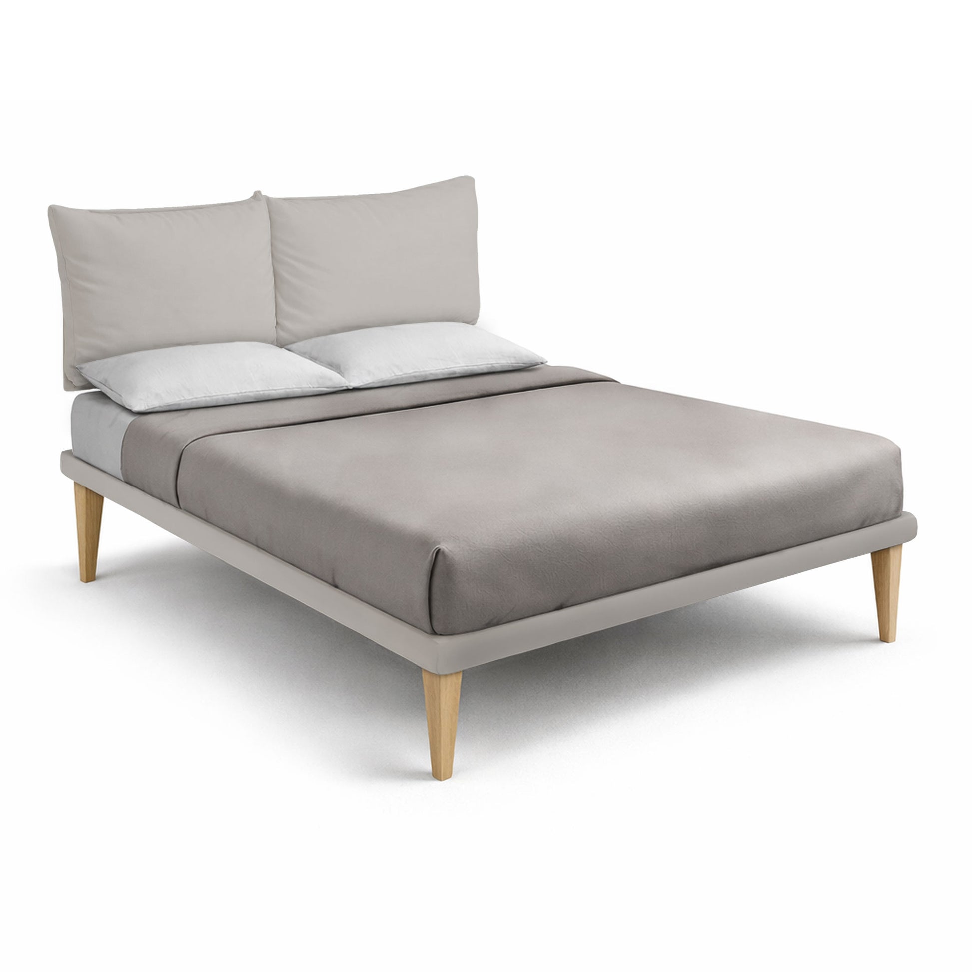 Letto Trama Tortora testata Soft - vista frontale