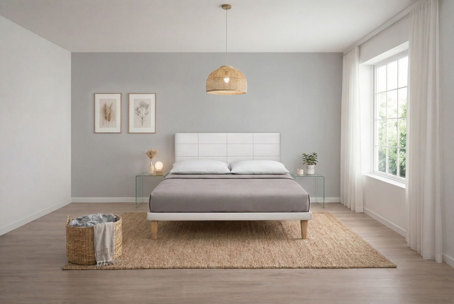Letto Trama Bianco testata Square (160 matrimoniale)