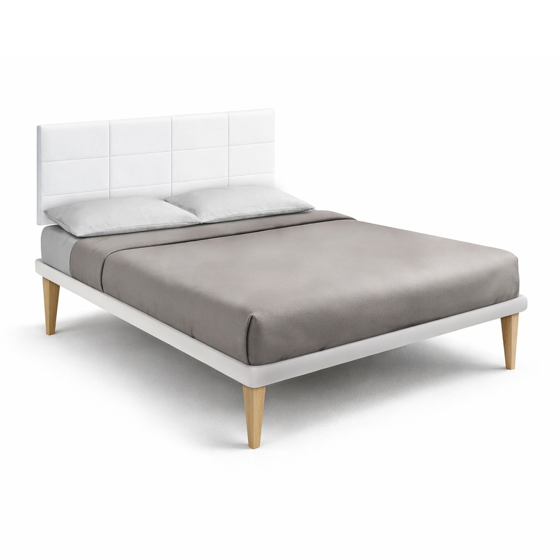 Letto Trama Bianco testata Square - vista frontale