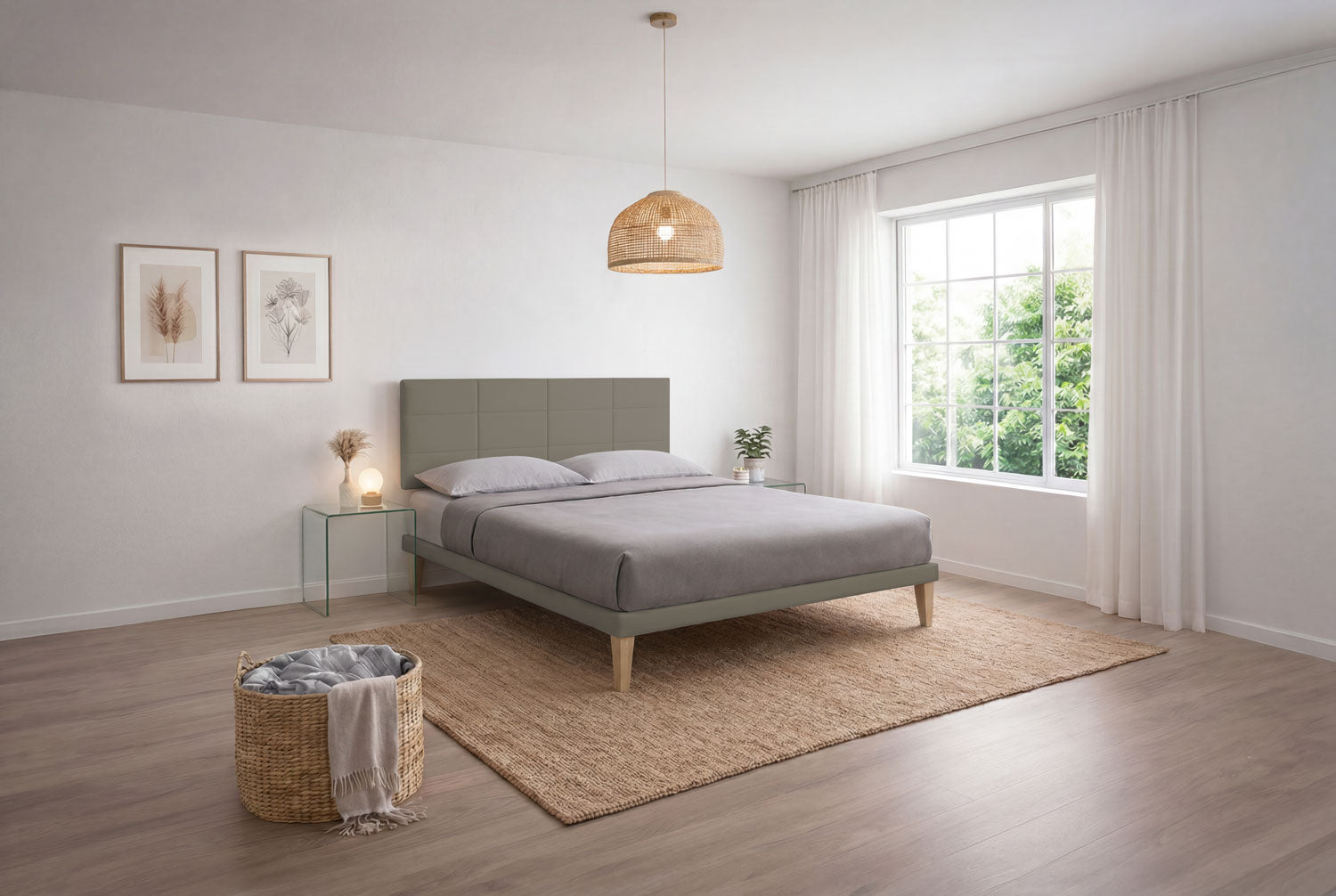 Letto Trama Cappuccino testata Square - dettaglio