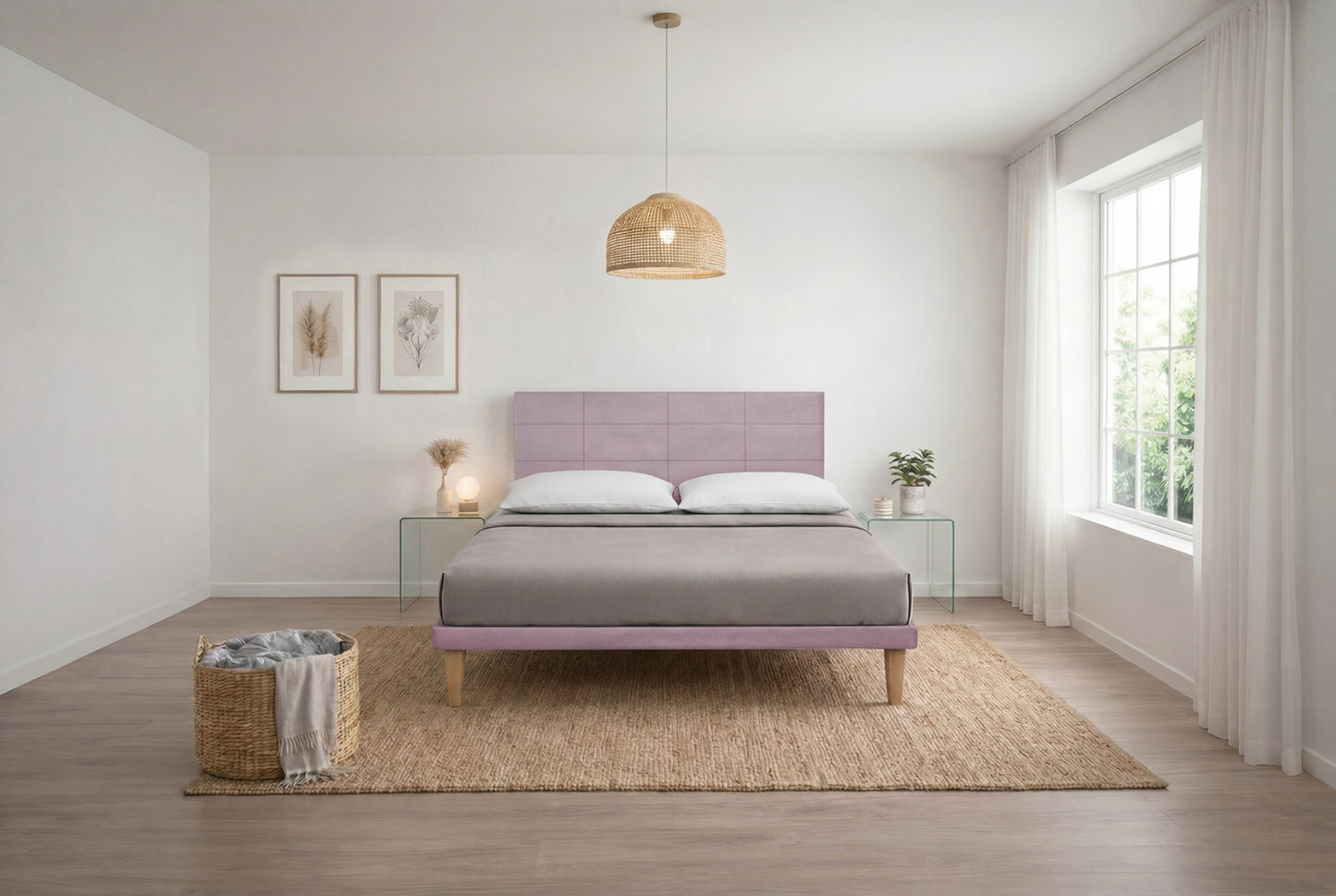 Letto Trama Glicine testata Square (160 matrimoniale)