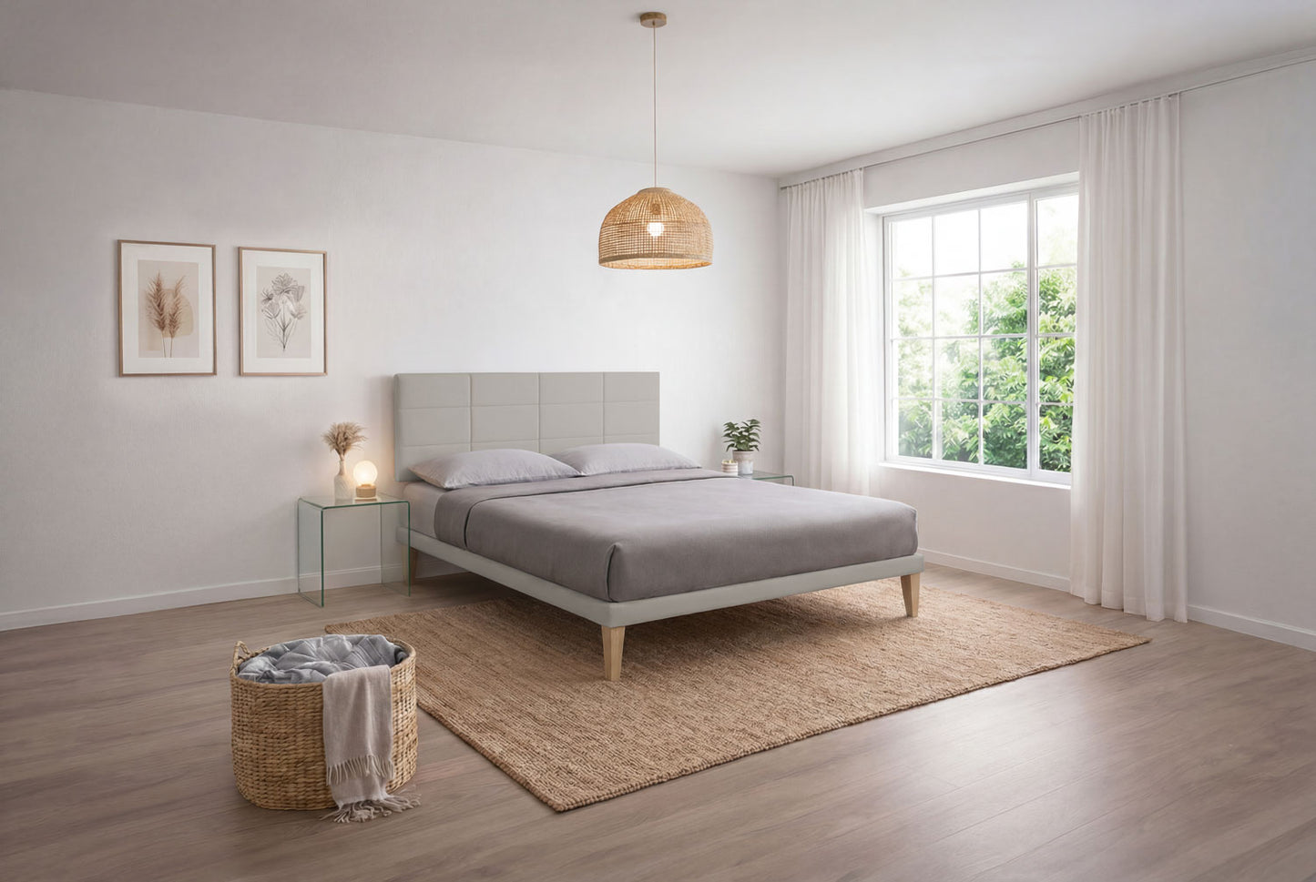 Letto Trama Tortora testata Square - dettaglio