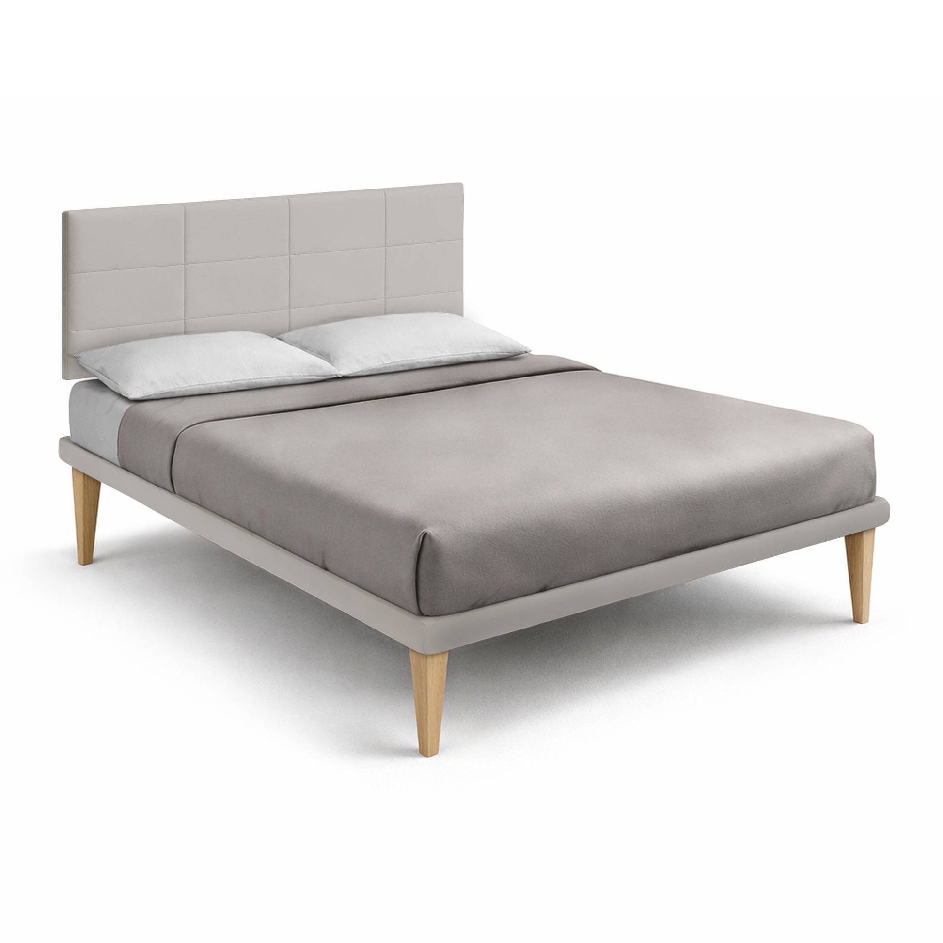 Letto Trama Tortora testata Square - vista frontale