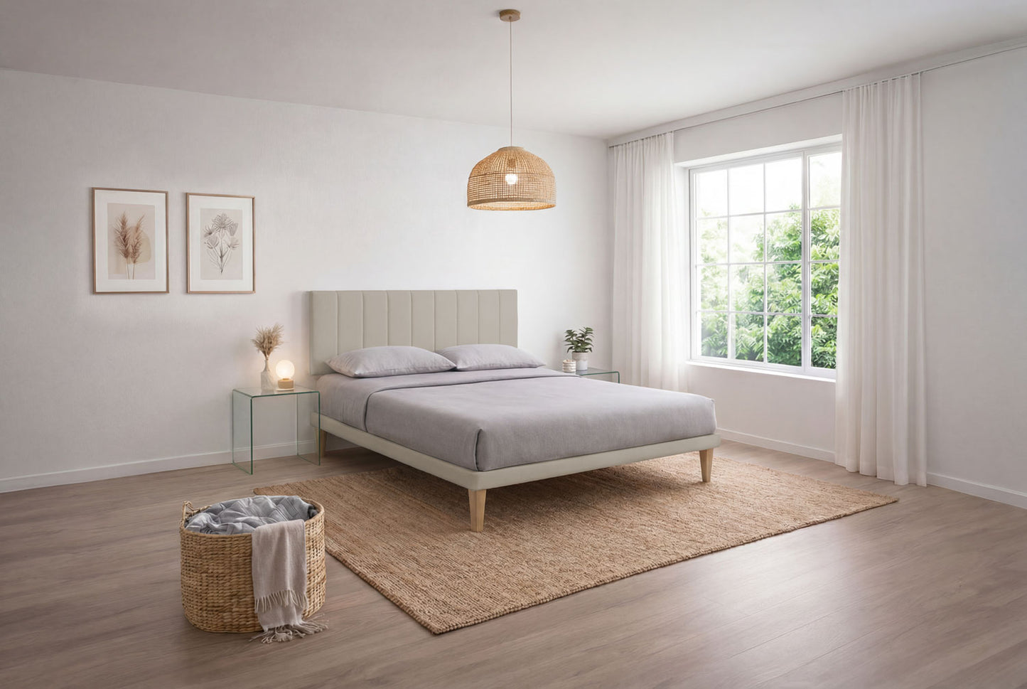 Letto Trama Tortora testata Vertical - dettaglio