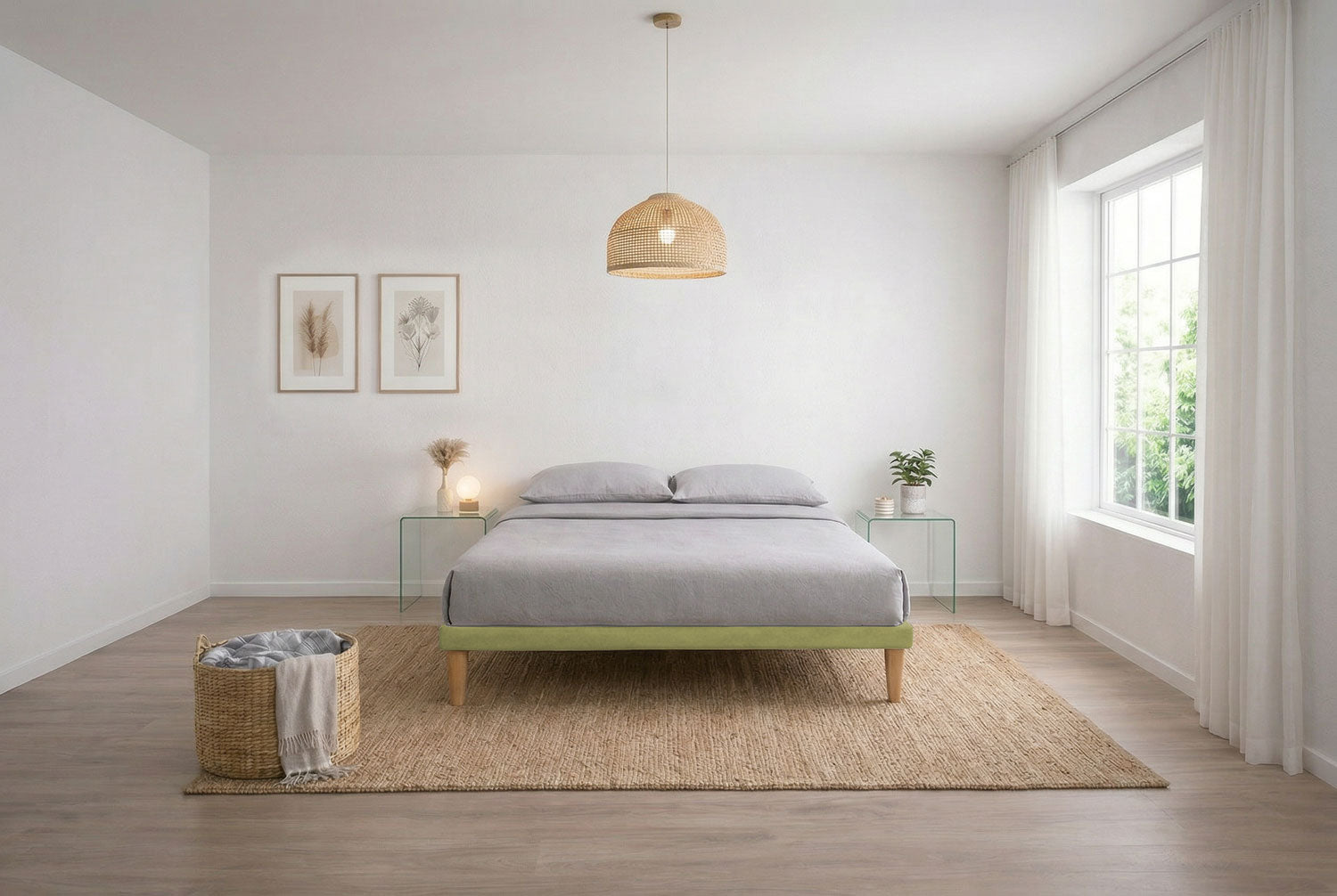 Letto Trama Tè Verde senza testata (160 matrimoniale)