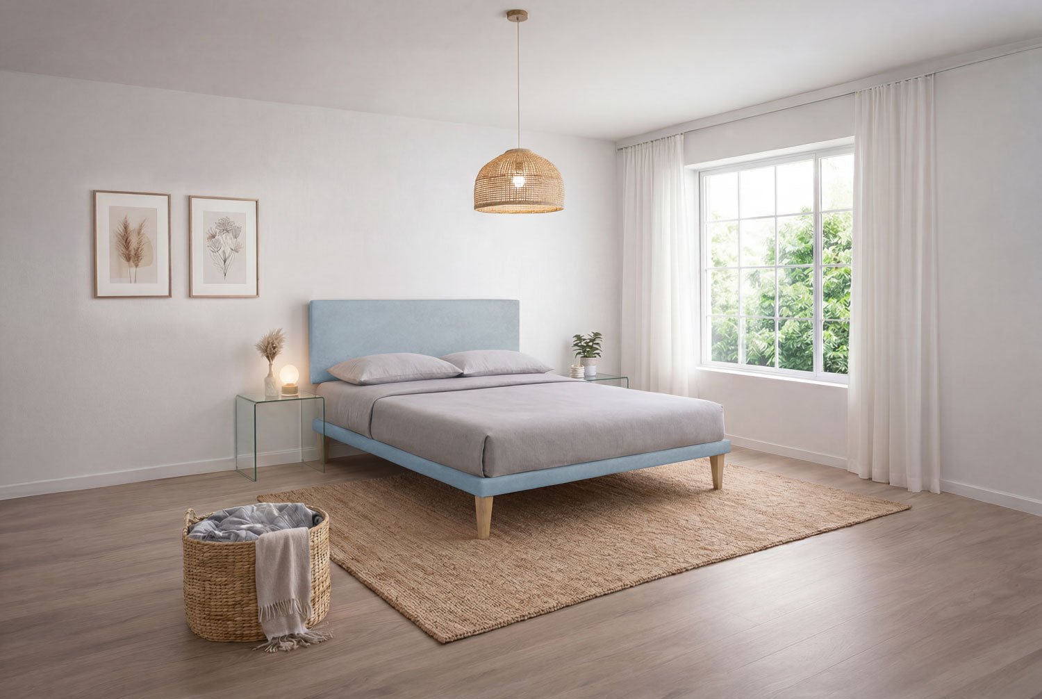 Letto Trama Azzurro – Rete Rivestita, Testata a Scelta - JoyShop Materassi 15