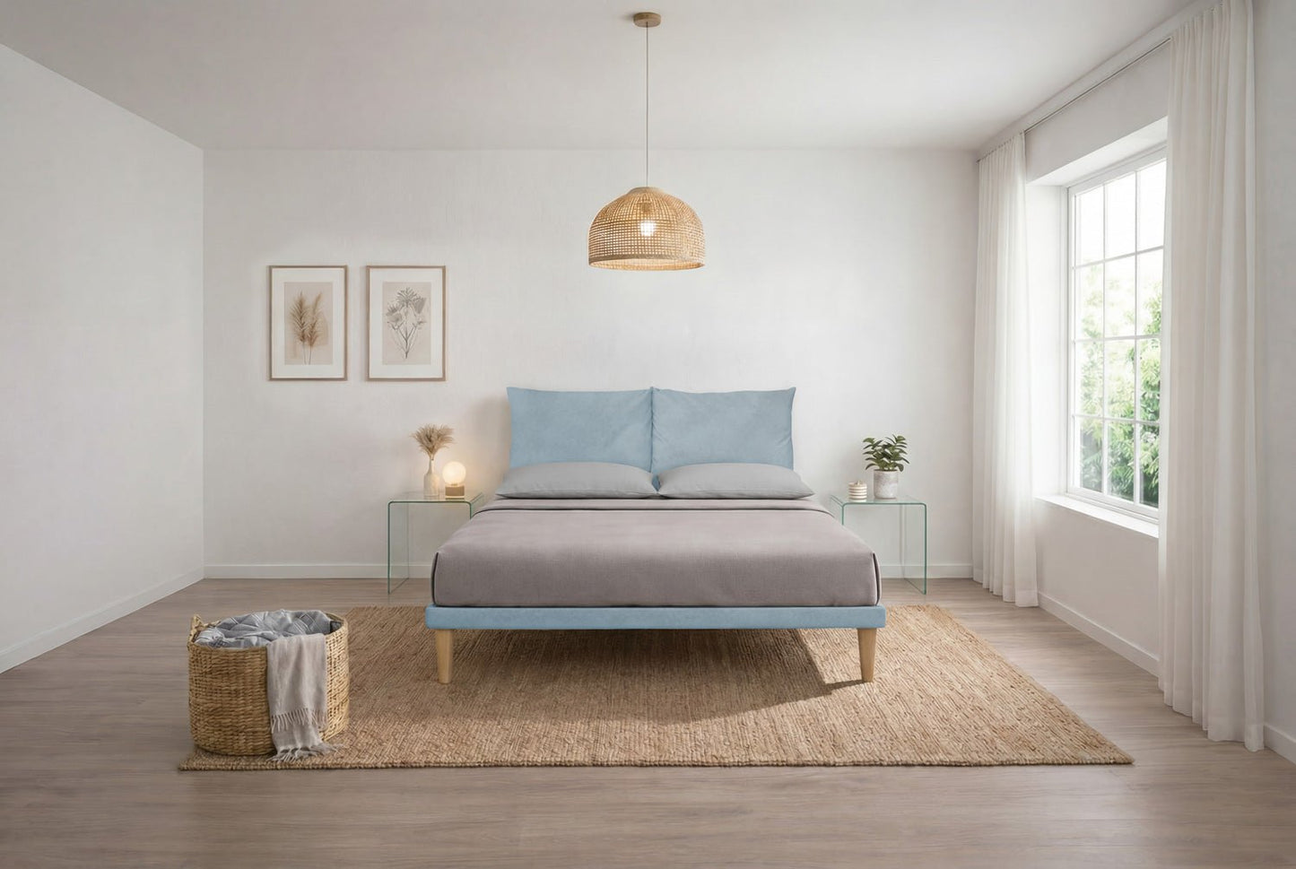 Letto Trama Azzurro – Rete Rivestita, Testata a Scelta - JoyShop Materassi 16