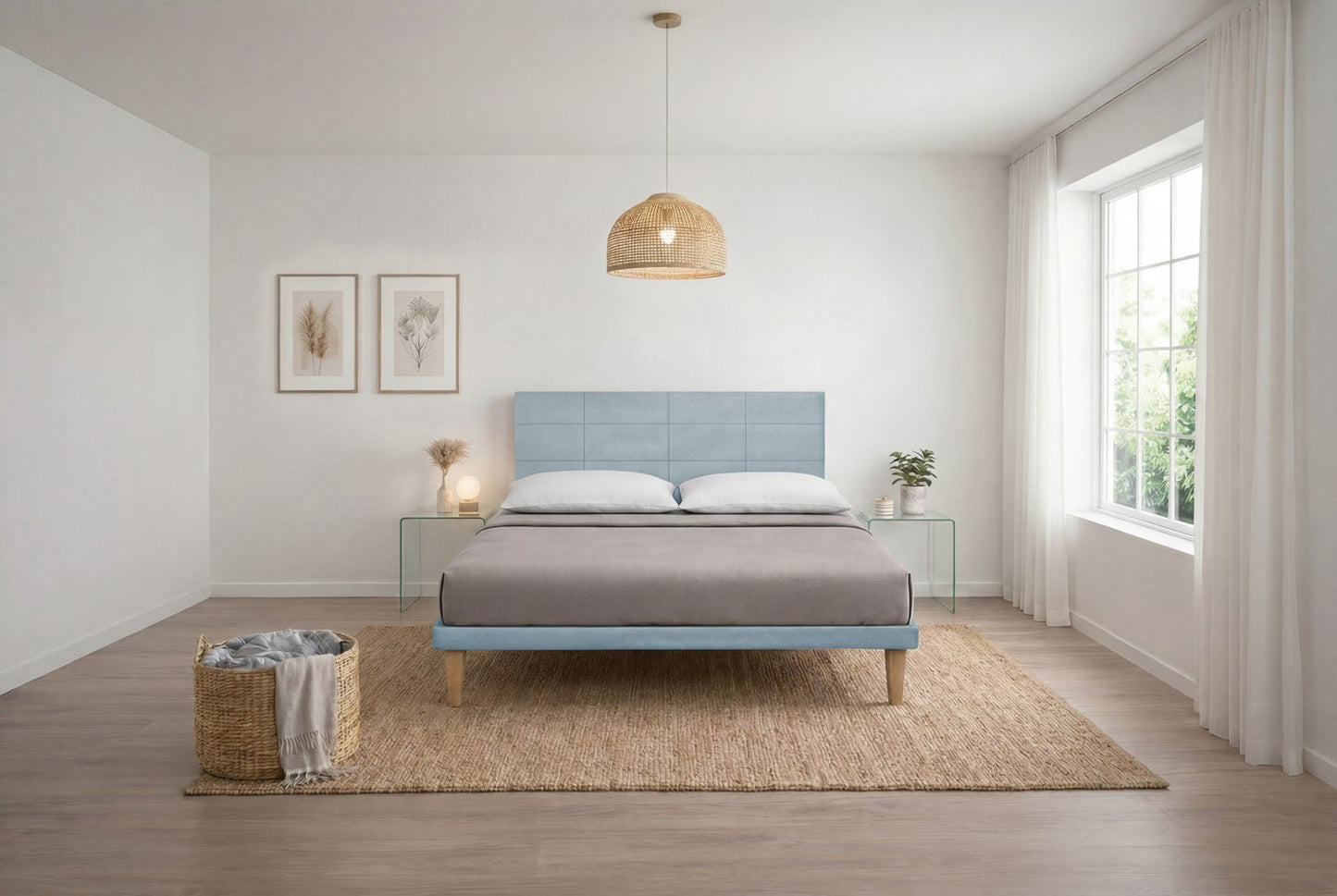 Letto Trama Azzurro – Rete Rivestita, Testata a Scelta - JoyShop Materassi 7