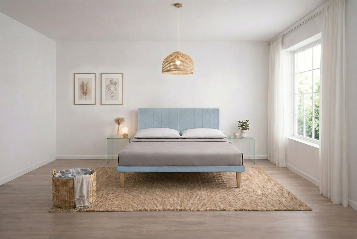 Letto Trama Azzurro – Rete Rivestita, Testata a Scelta - JoyShop Materassi 4
