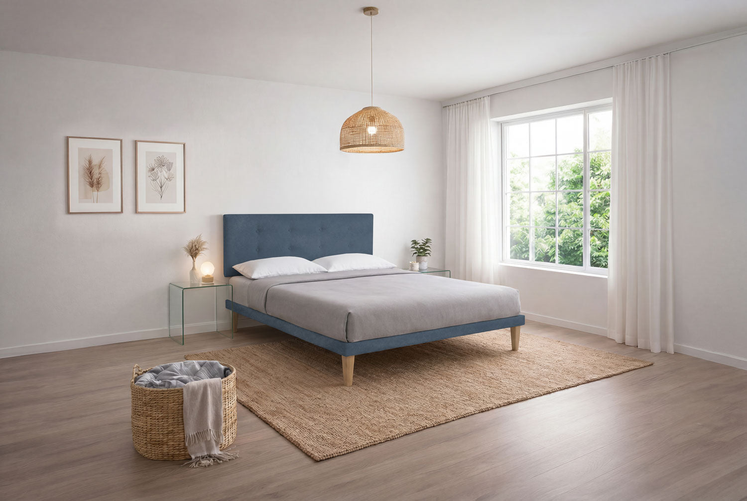 Letto Trama Blu – Rete Rivestita, Testata a Scelta - JoyShop Materassi 12