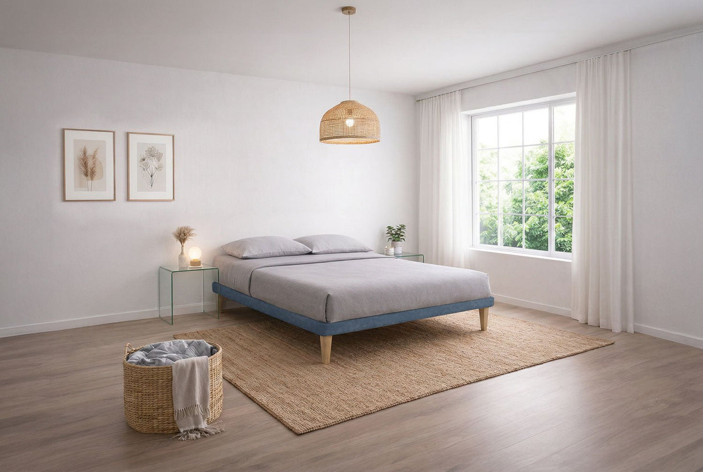 Letto Trama Blu – Rete Rivestita, Testata a Scelta - JoyShop Materassi 3