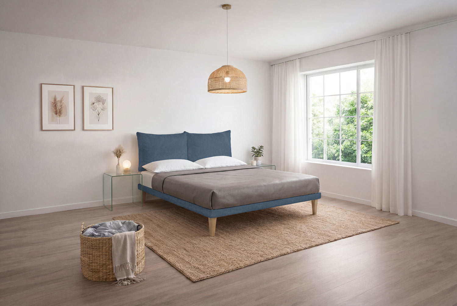 Letto Trama Blu – Rete Rivestita, Testata a Scelta - JoyShop Materassi 18