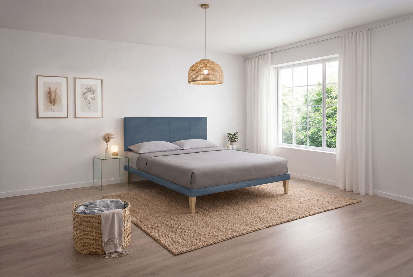 Letto Trama Blu – Rete Rivestita, Testata a Scelta - JoyShop Materassi 9