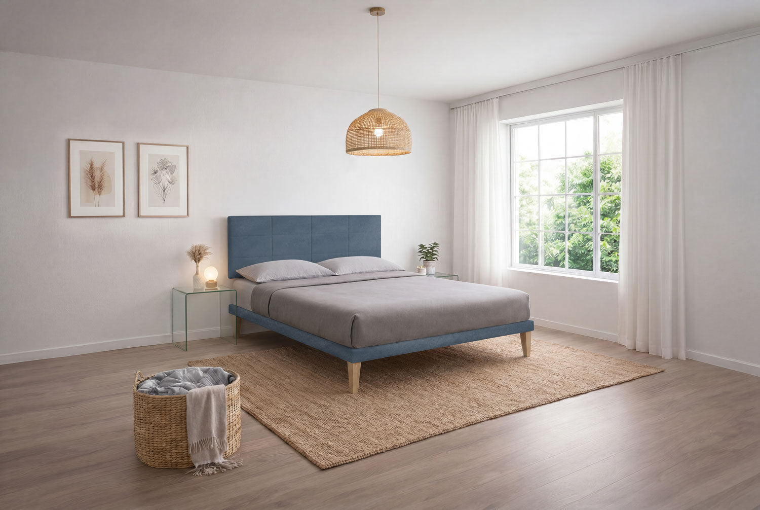 Letto Trama Blu – Rete Rivestita, Testata a Scelta - JoyShop Materassi 9