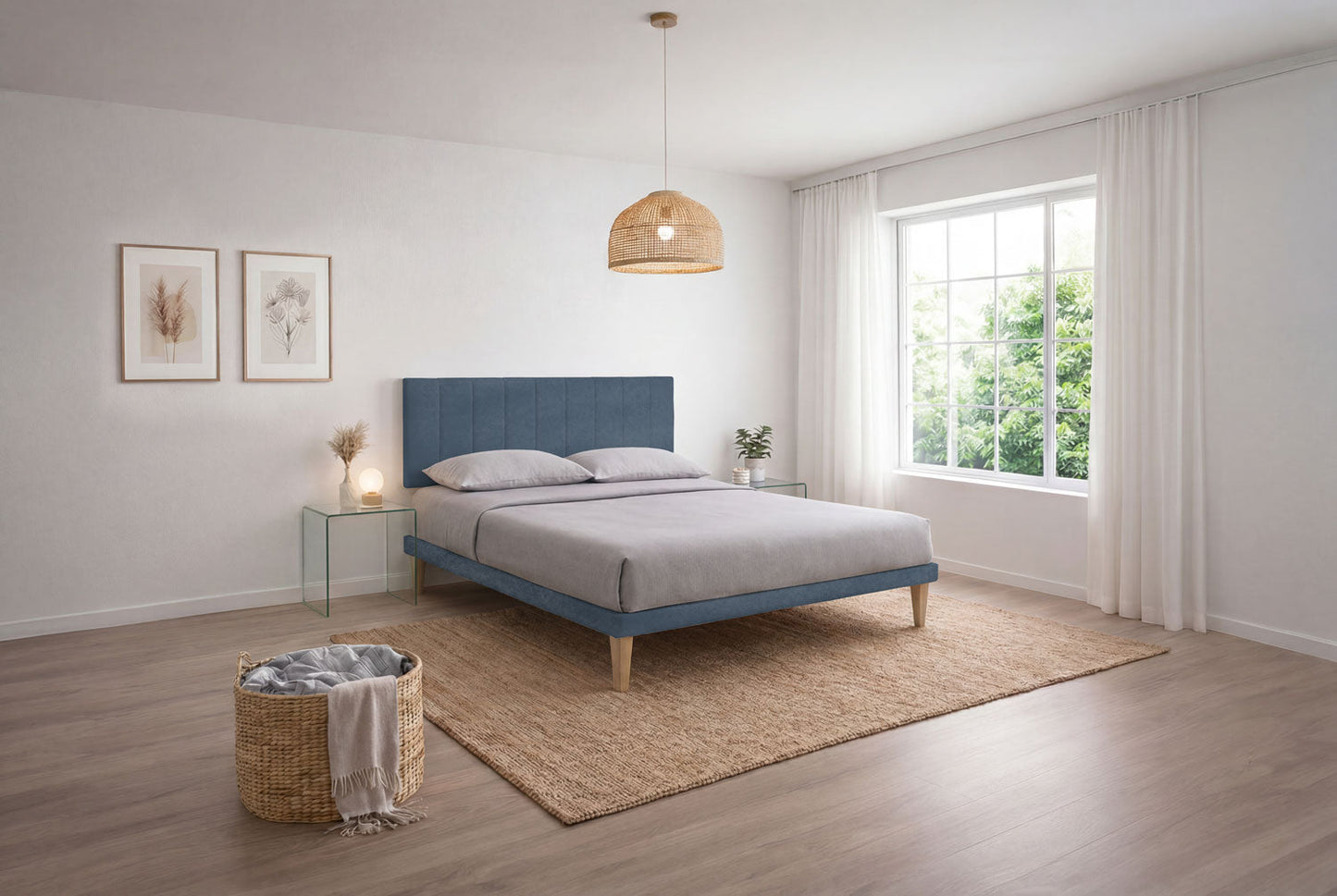 Letto Trama Blu – Rete Rivestita, Testata a Scelta - JoyShop Materassi 6
