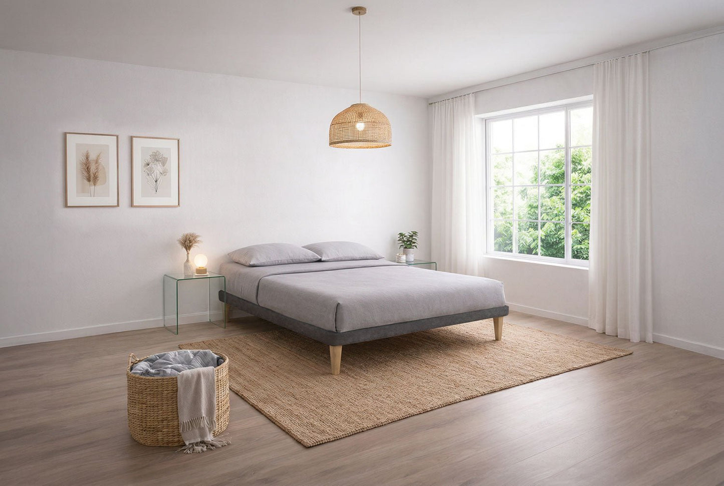 Letto Trama Grigio – Rete Rivestita, Testata a Scelta - JoyShop Materassi 3