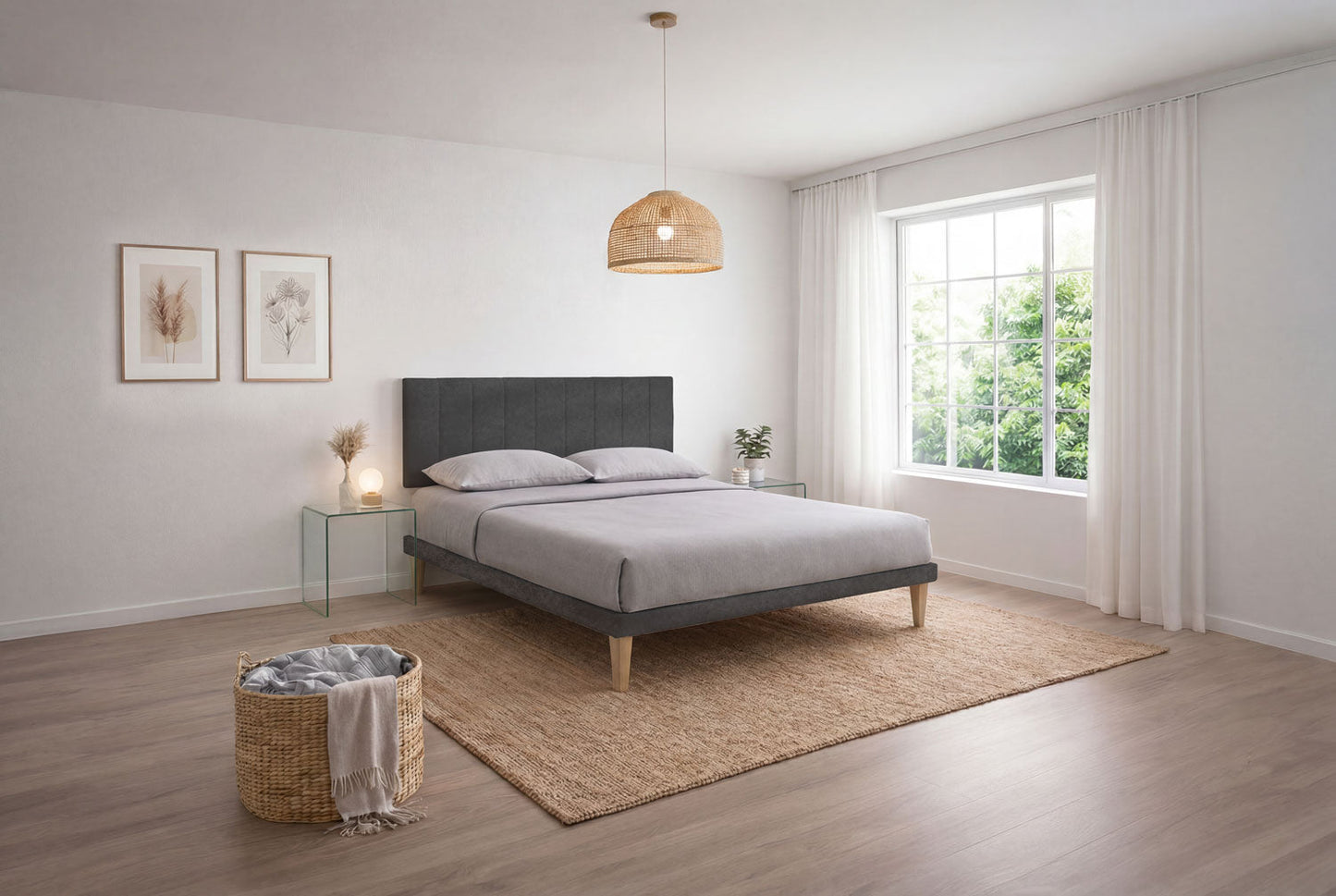 Letto Trama Grigio – Rete Rivestita, Testata a Scelta - JoyShop Materassi 6
