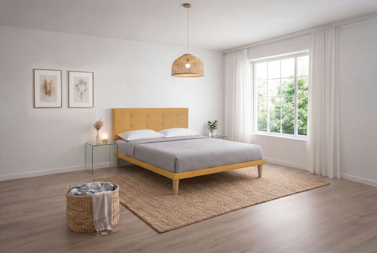 Letto Trama Ocra – Rete Rivestita, Testata a Scelta - JoyShop Materassi 12