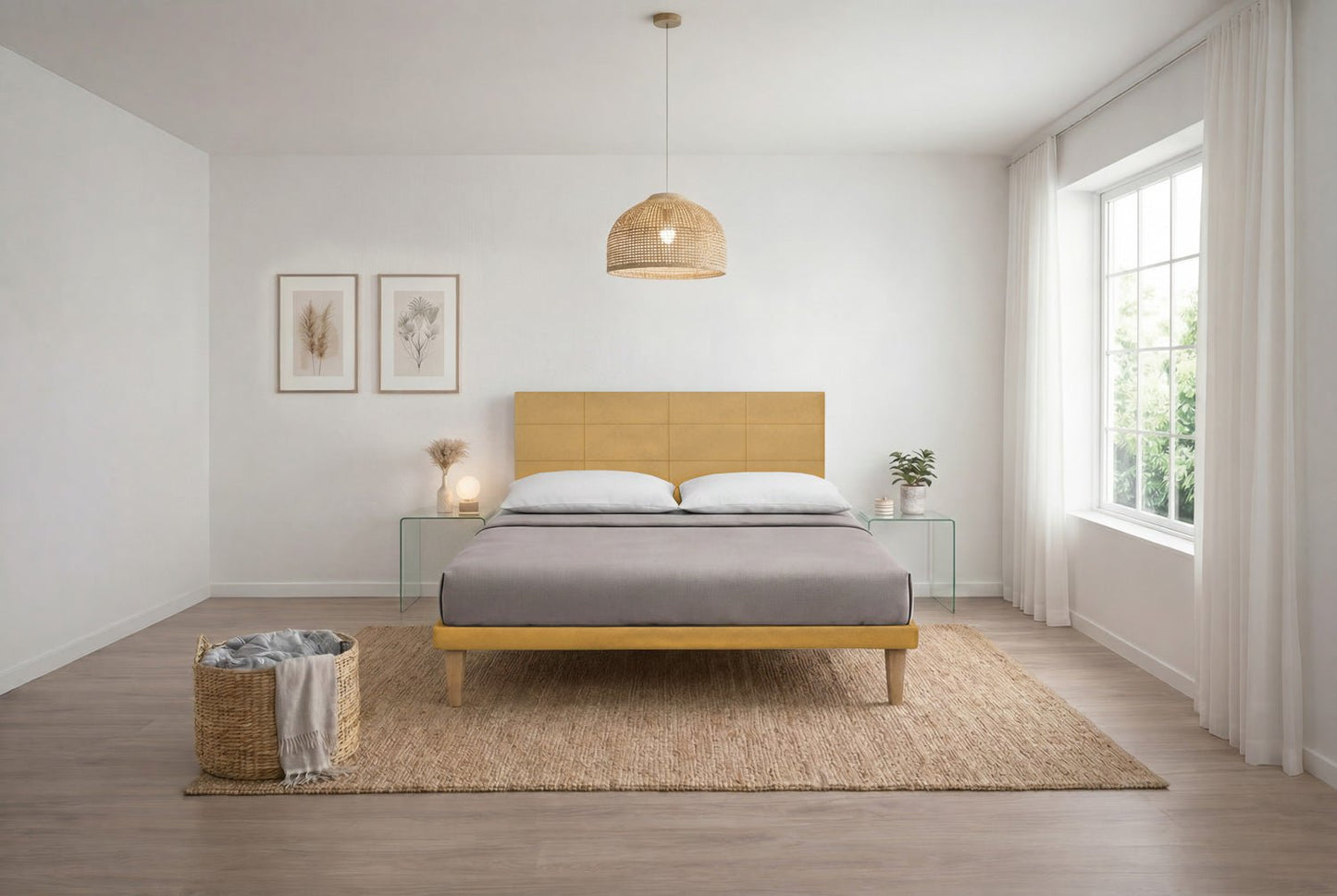 Letto Trama Ocra – Rete Rivestita, Testata a Scelta - JoyShop Materassi 7