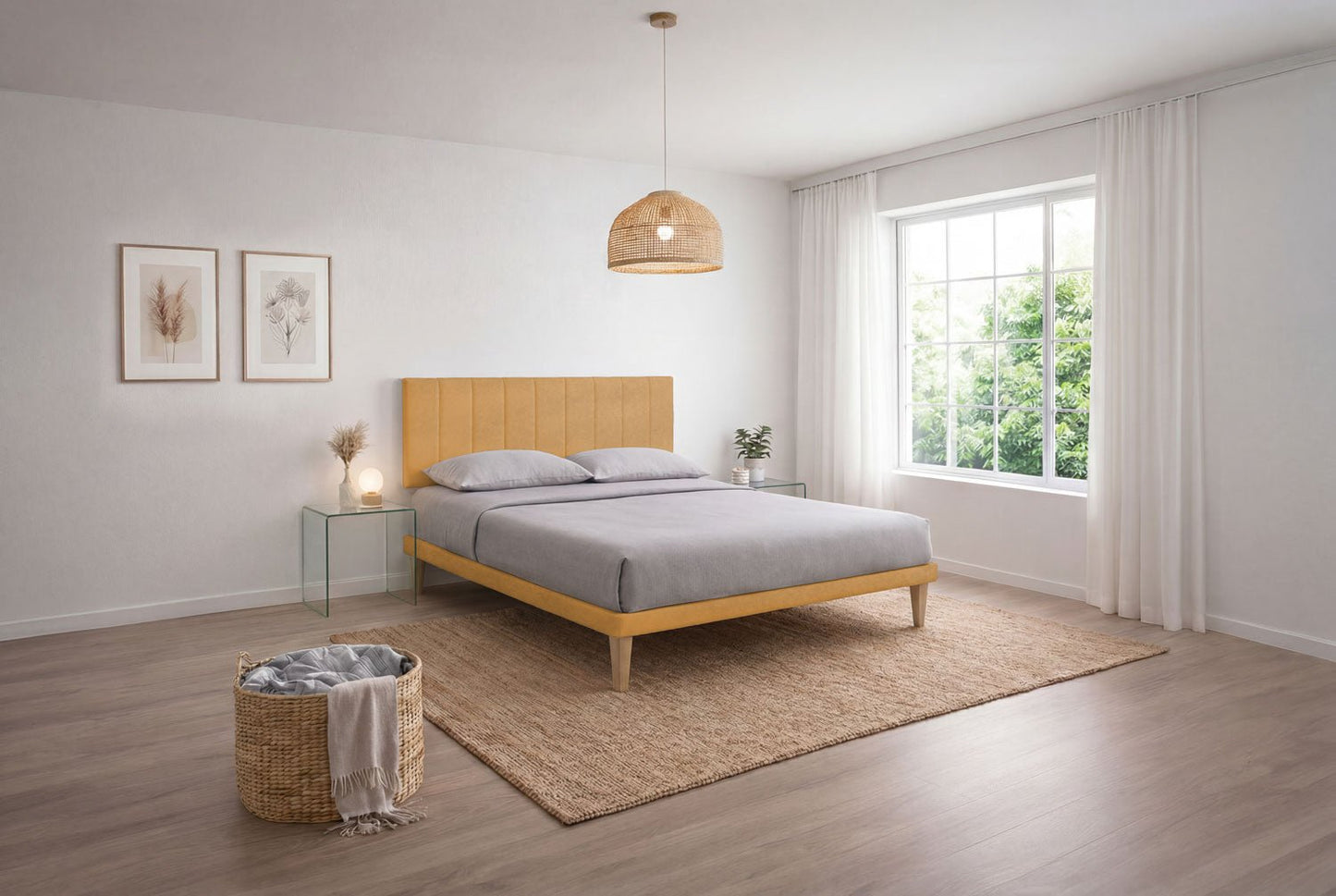 Letto Trama Ocra – Rete Rivestita, Testata a Scelta - JoyShop Materassi 6