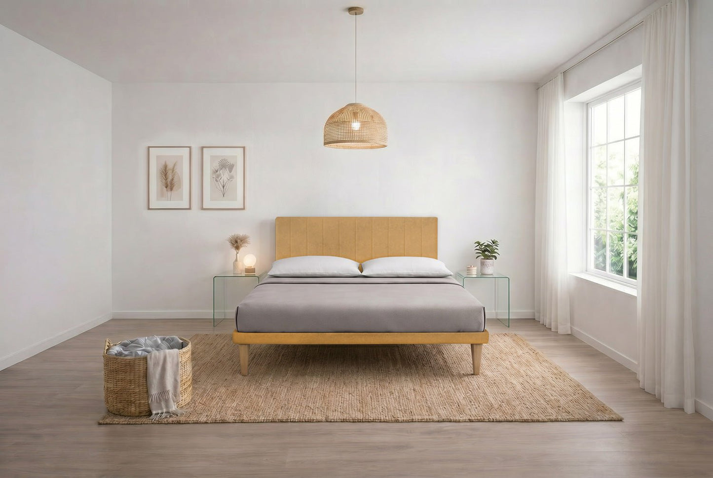 Letto Trama Ocra – Rete Rivestita, Testata a Scelta - JoyShop Materassi 4