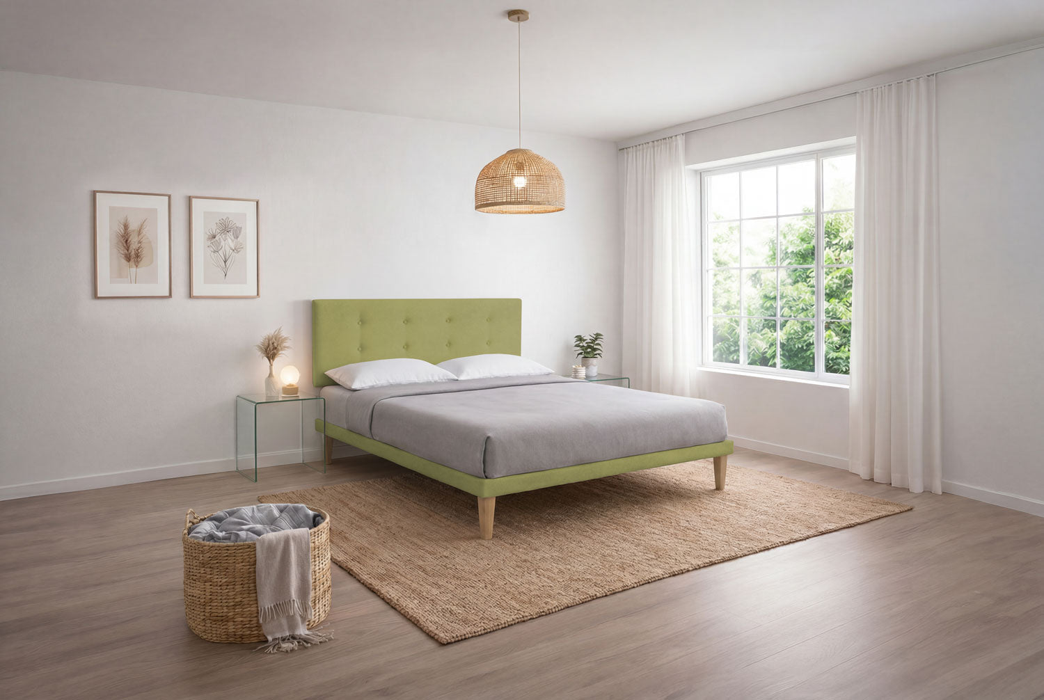 Letto Trama Tè Verde – Rete Rivestita, Testata a Scelta - JoyShop Materassi 12