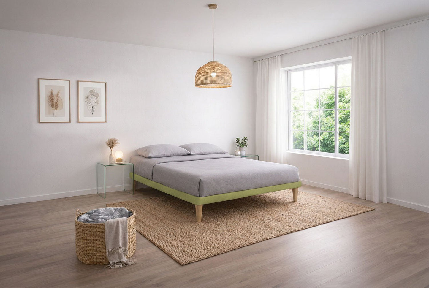 Letto Trama Tè Verde – Rete Rivestita, Testata a Scelta - JoyShop Materassi 3