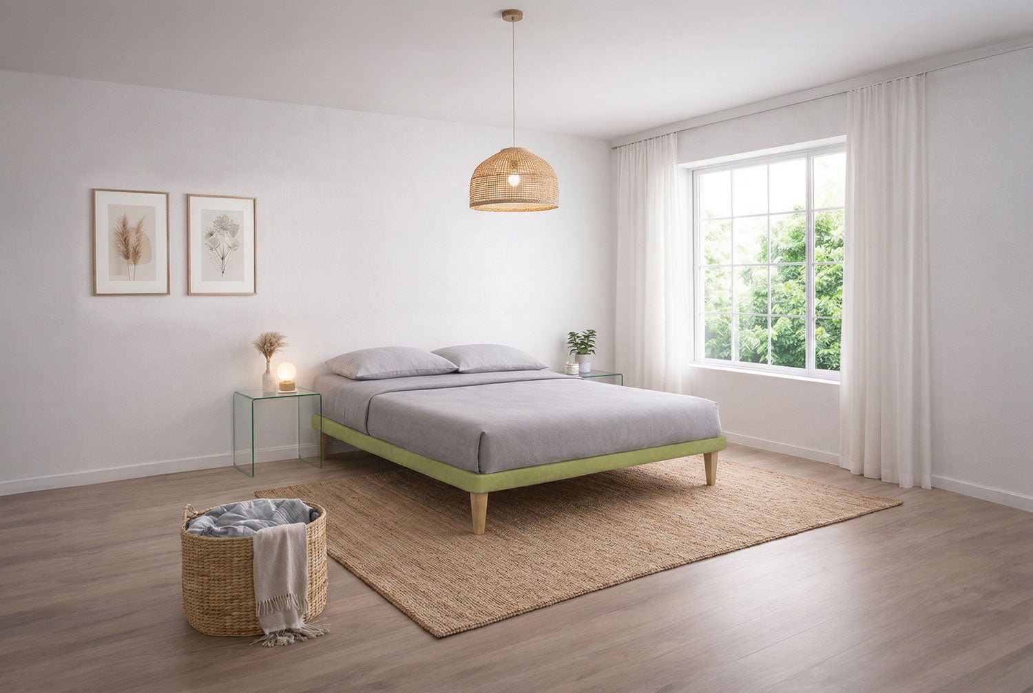 Letto Trama Tè Verde – Rete Rivestita, Testata a Scelta - JoyShop Materassi 3