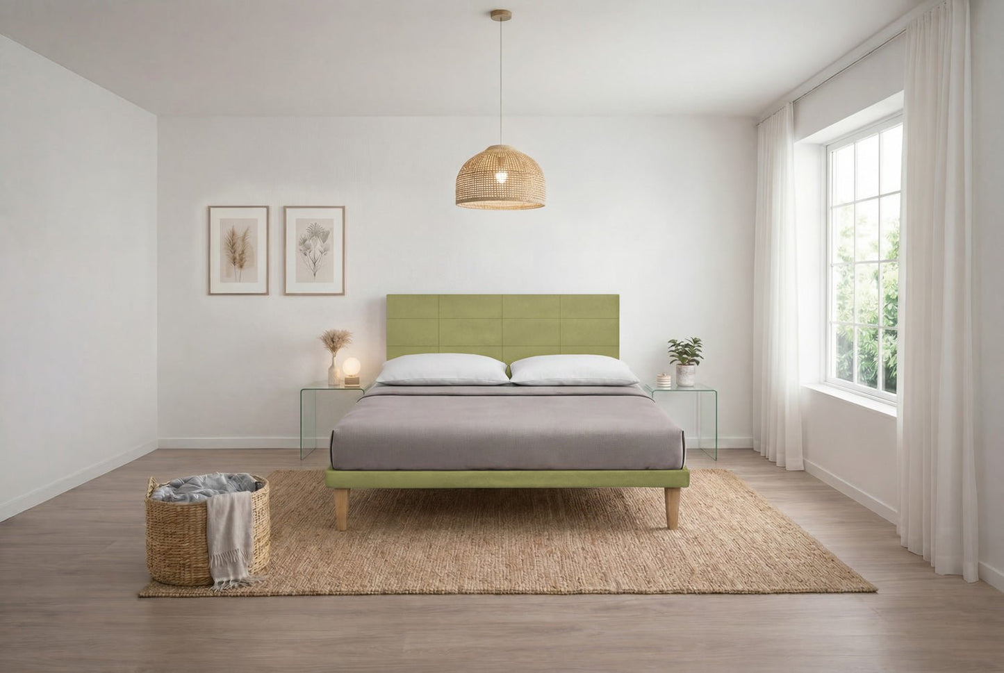 Letto Trama Tè Verde – Rete Rivestita, Testata a Scelta - JoyShop Materassi 7