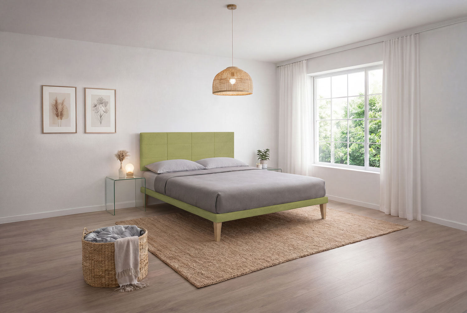 Letto Trama Tè Verde – Rete Rivestita, Testata a Scelta - JoyShop Materassi 9