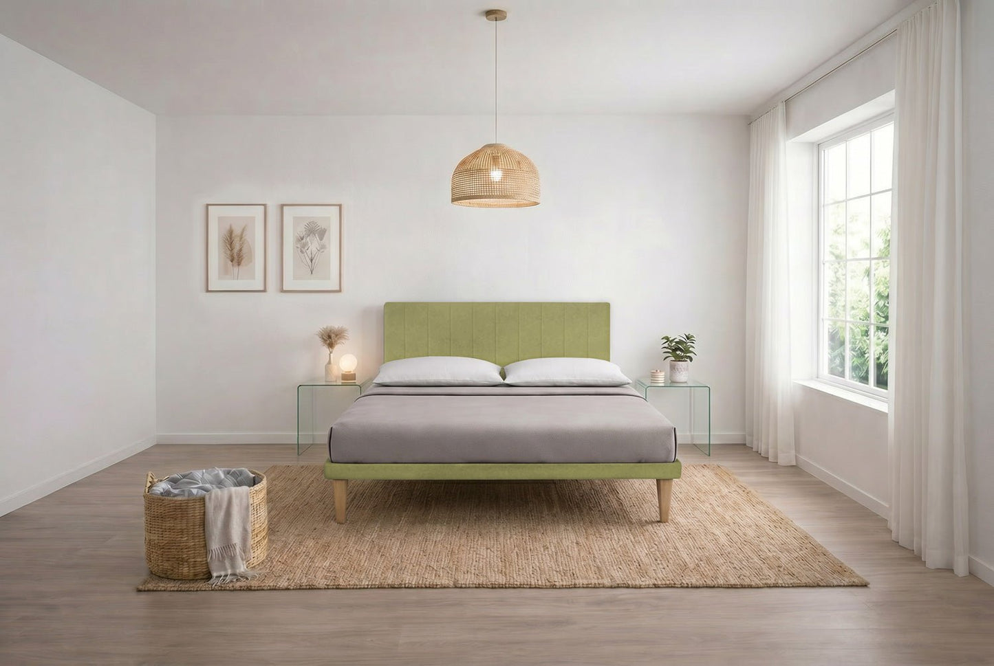 Letto Trama Tè Verde – Rete Rivestita, Testata a Scelta - JoyShop Materassi 4