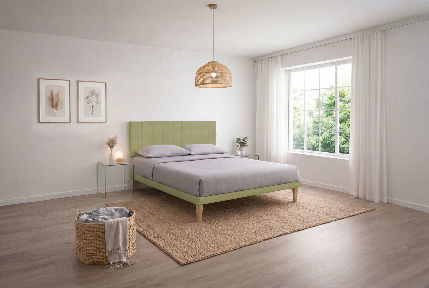 Letto Trama Tè Verde – Rete Rivestita, Testata a Scelta - JoyShop Materassi 6