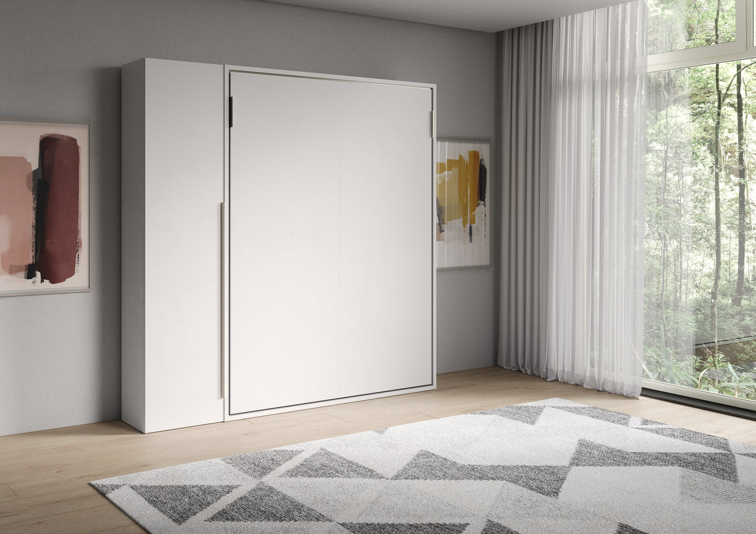 Letto Alcova con armadio 1 anta sx Bianco chiuso