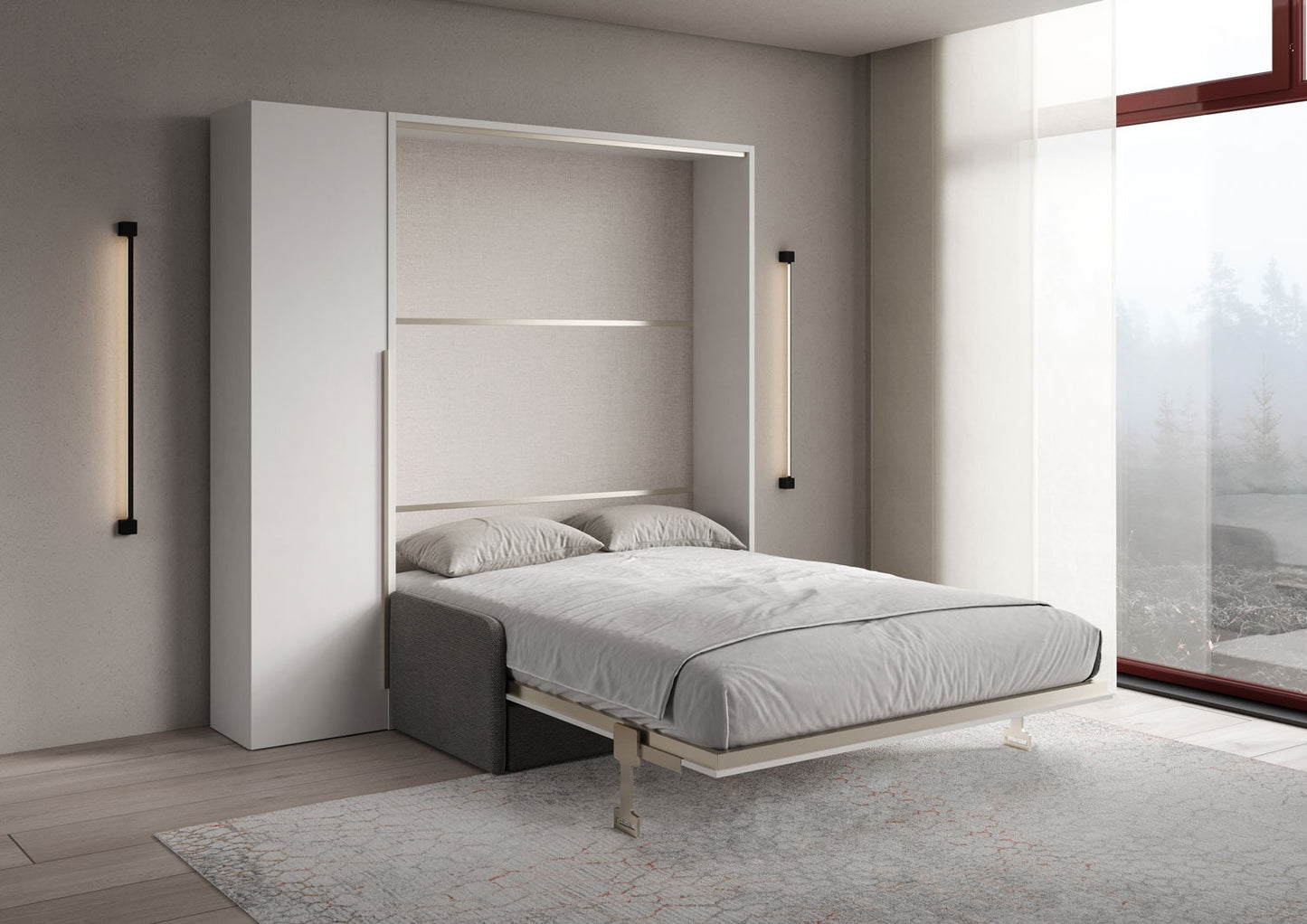 Letto Alcova con divano e armadio 1 anta sx Bianco aperto