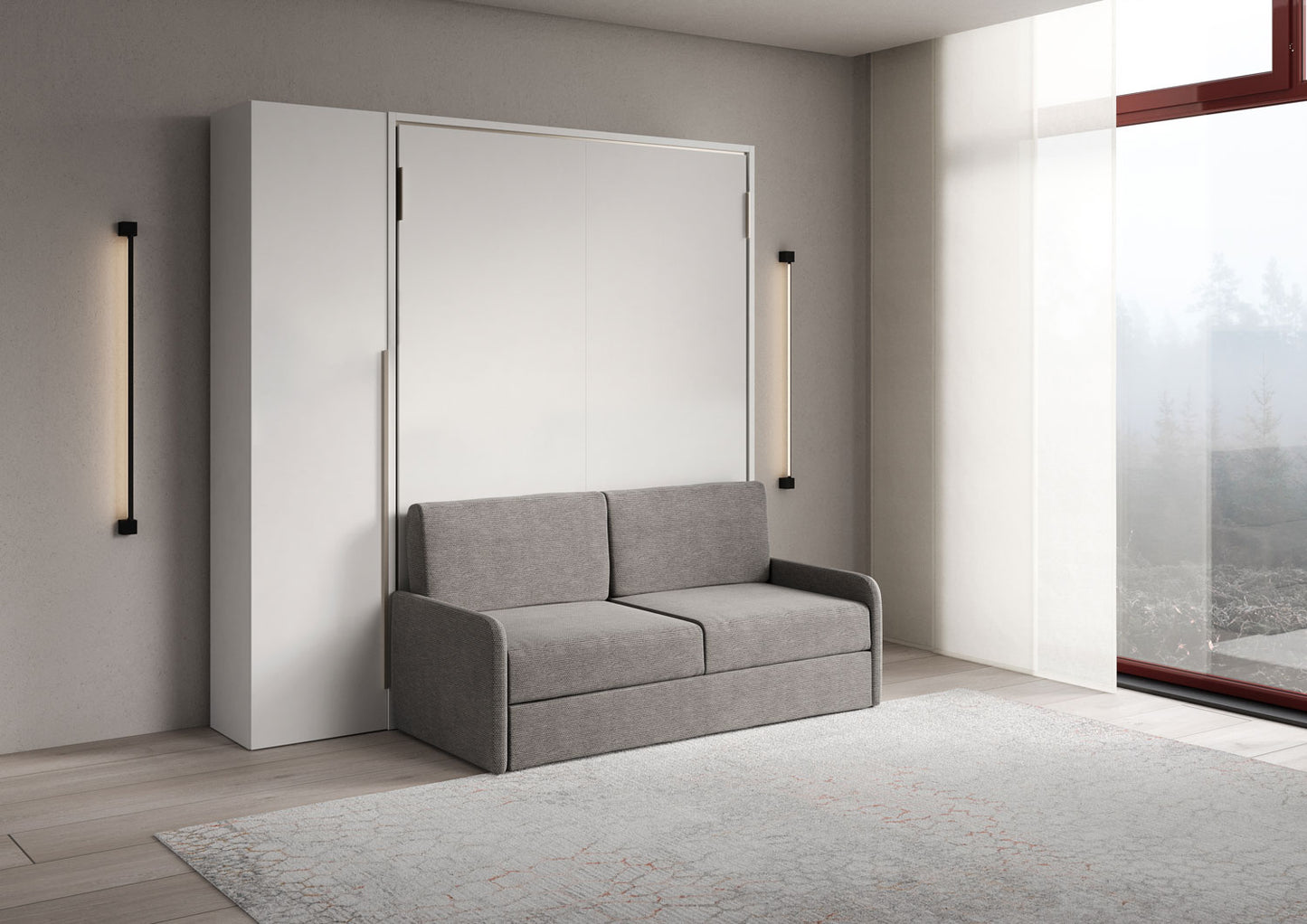 Letto Alcova con divano e armadio 1 anta sx Bianco chiuso