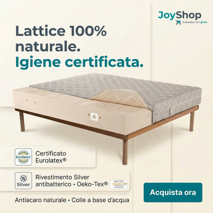 Materasso 100% lattice di origine naturale a zone con tessuto antiacaro alto 20 cm - POLARIS - 80x190 Singolo standard - JoyShop Materassi