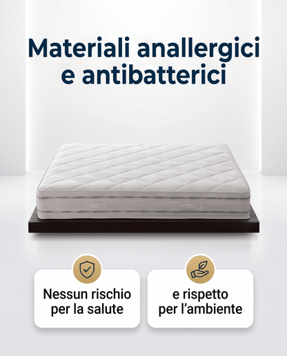 Materasso a Molle Insacchettate + 3 cm Memory Ignifugo Certificato Classe 1 IM H25 cm - 80x190 Singolo standard - JoyShop Materassi