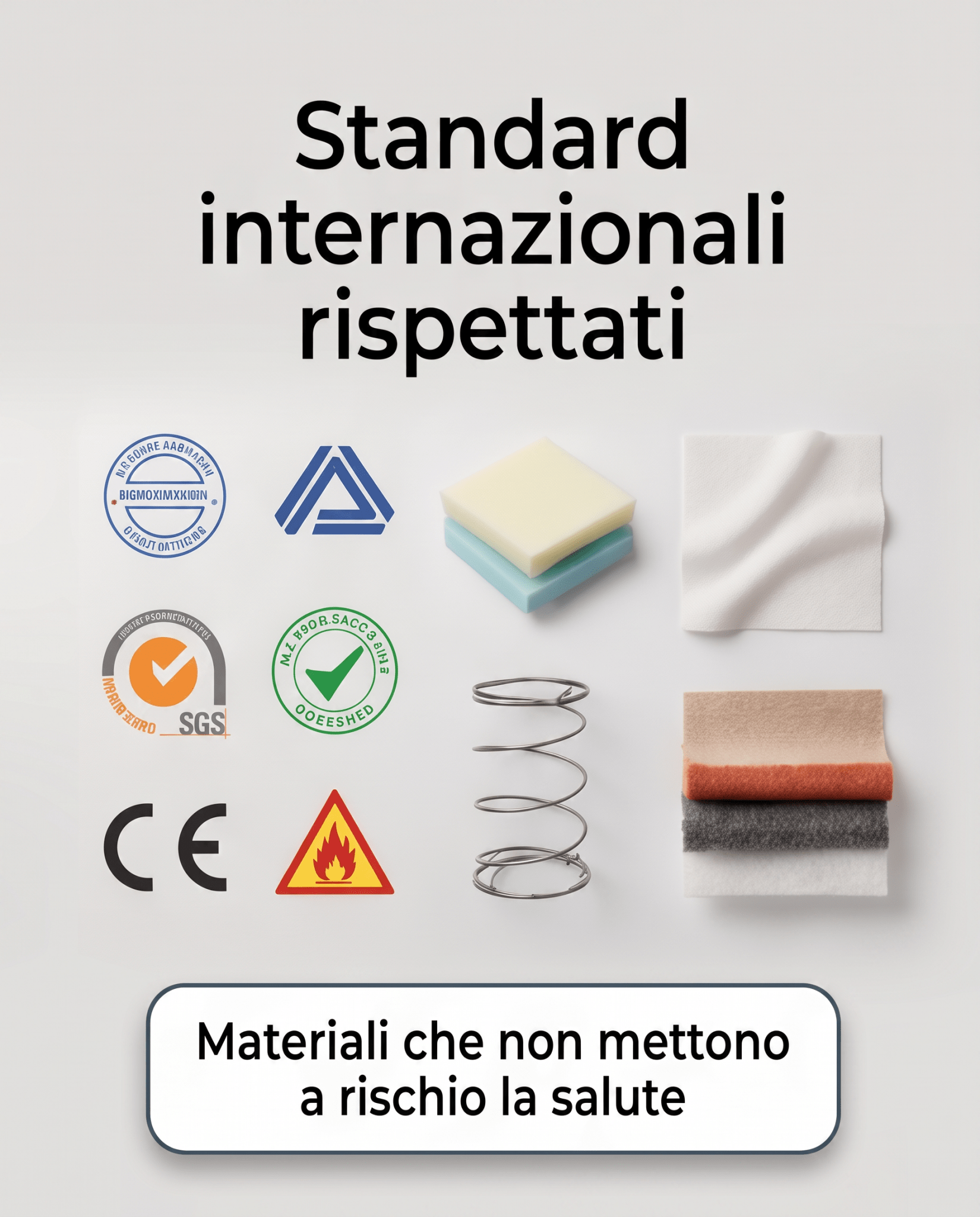 Materasso a Molle Insacchettate + 3 cm Memory Ignifugo Certificato Classe 1 IM H25 cm - 80x190 Singolo standard - JoyShop Materassi