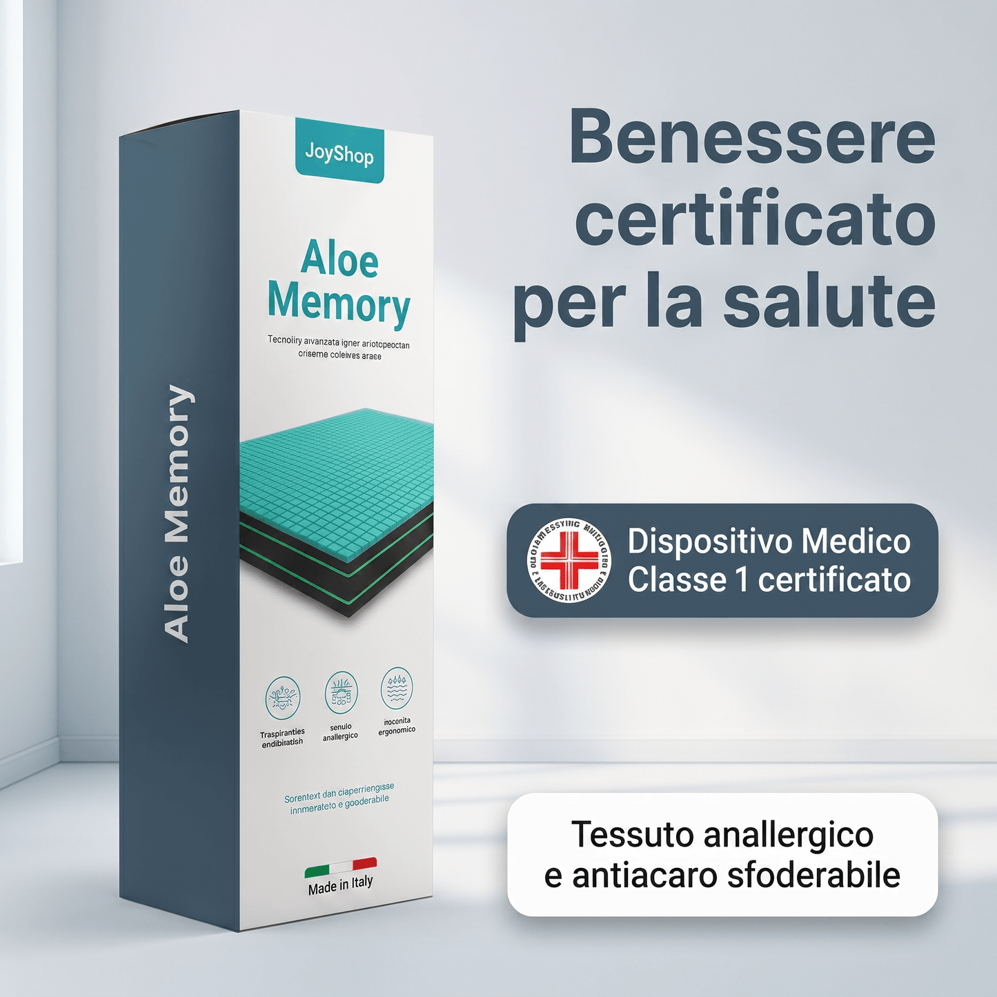 Materasso in Memory Aloe H24 Anatomico e Tessuto Hybrid - ALOE MEMORY - 80x190 Singolo standard - JoyShop Materassi