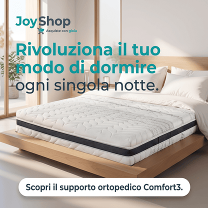 Materasso Memory a zone multi onda alto 23 cm con Waterlily tessuto anallergico e antiacaro COMFORT3 - 80x190 Singolo standard - JoyShop Materassi