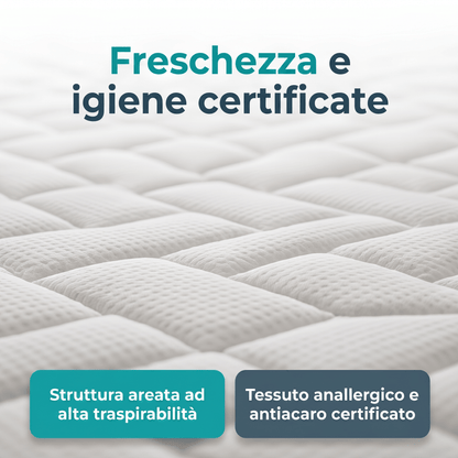 Materasso Memory a zone multi onda alto 23 cm con Waterlily tessuto anallergico e antiacaro COMFORT3 - 80x190 Singolo standard - JoyShop Materassi