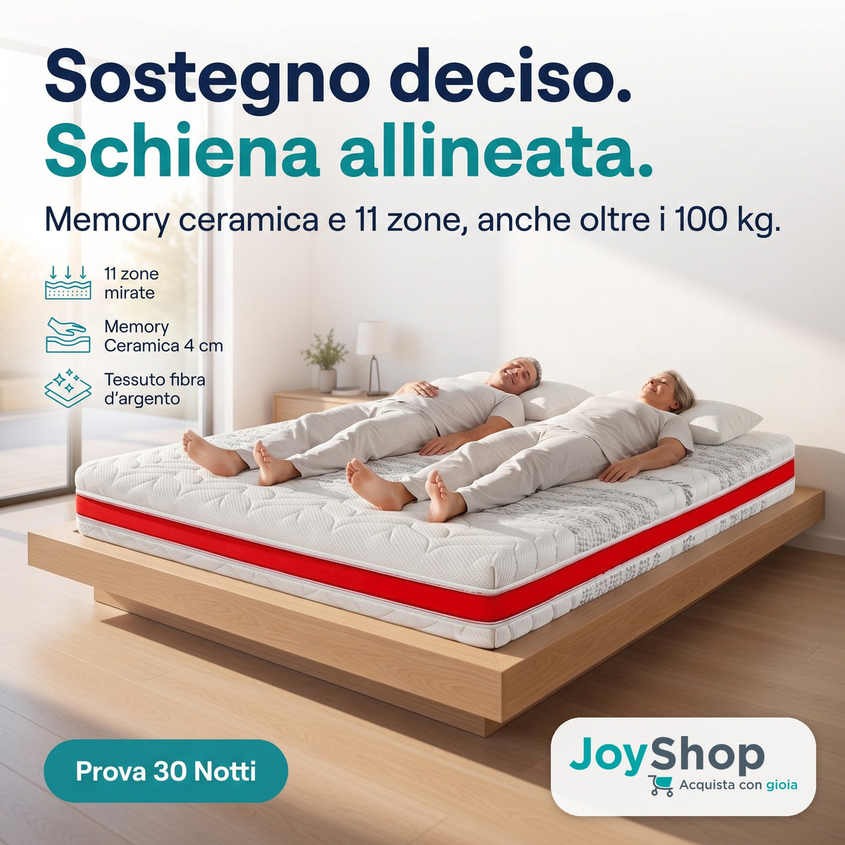 Materasso Memory Ceramica – 11 Zone, 24 cm, Fibra d'Argento | MEMORY CERAMIC - JoyShop Materassi 2