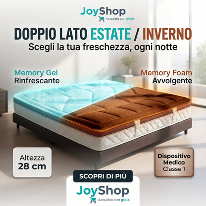 Materasso Rinfrescante in Memory gel H28 Anatomico Estate e Inverno - CONFORTPIU - 80x190 Singolo standard - JoyShop Materassi