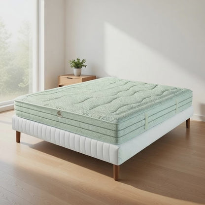 Semi-firm mattress with pocket springs and memory foam, 28 cm high, summer and winter sides - SATURNO
