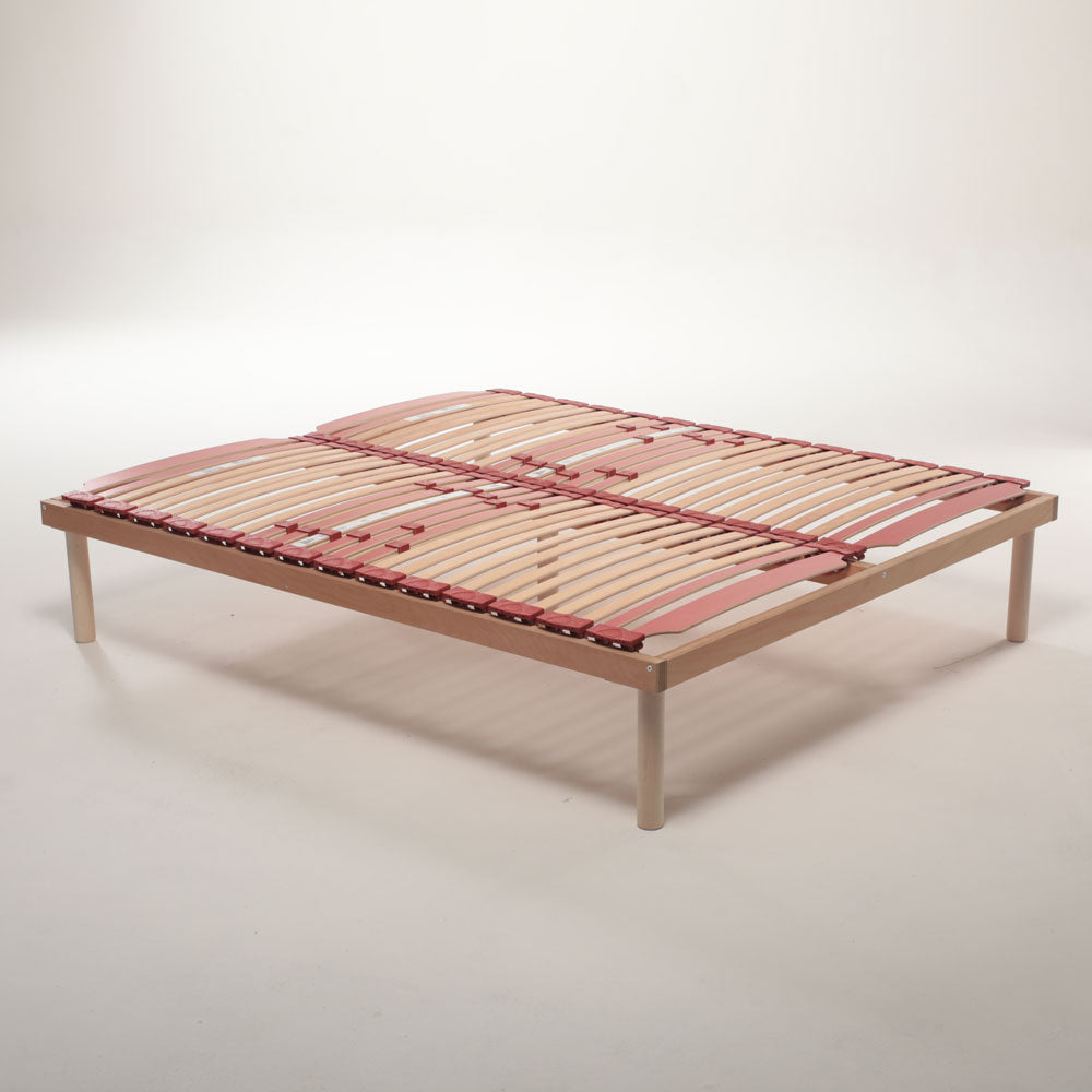 Universal wooden slatted base, fixed model with firmness adjusters and shock absorbers, 40 cm high - Venere