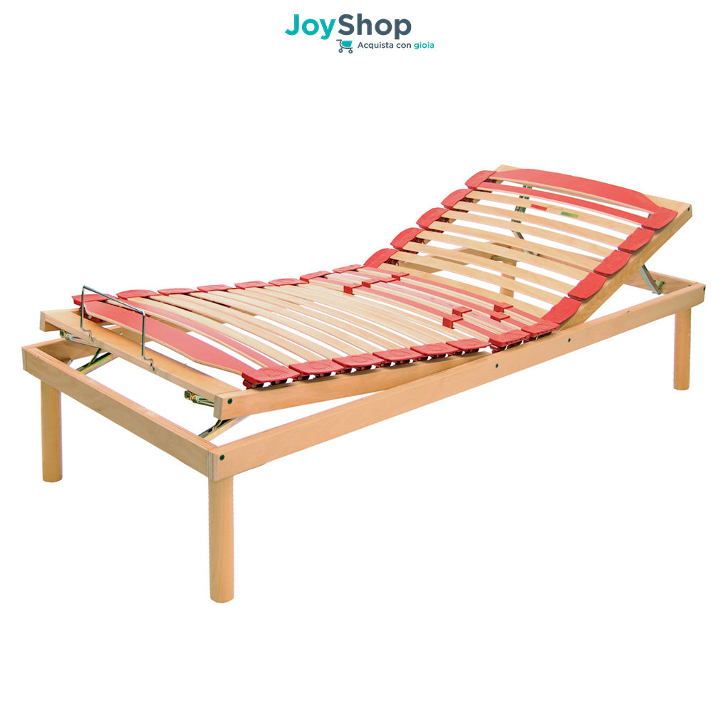 Rete letto per ogni tipo di materasso a doghe in legno con alza testa e alza piedi a movimento manuale  - Venere M